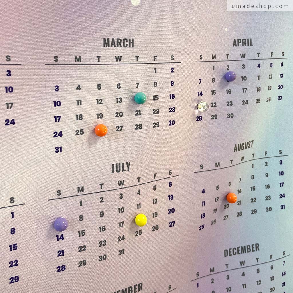 年曆專用 - 紀念日標示水晶磁鐵扣 (重要節日/提醒事項標註)