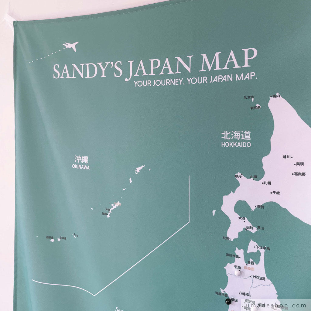 喵小姐-團購優惠|日本地圖Japan Map-迷霧綠 (壁幔/布系列)