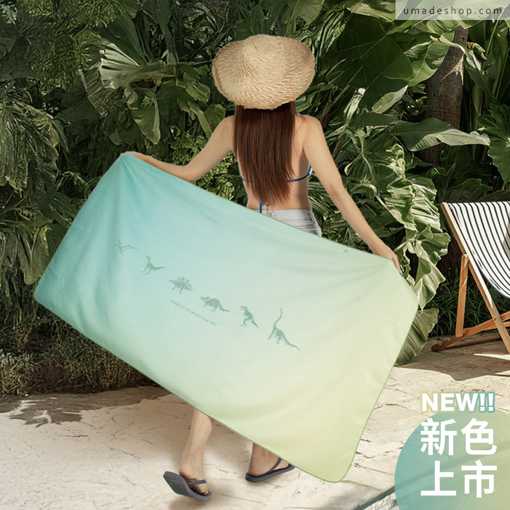 新色上市NEW!!【萬用快乾巾/海灘巾/旅行浴巾/運動毛巾】恐龍時代-森金綠