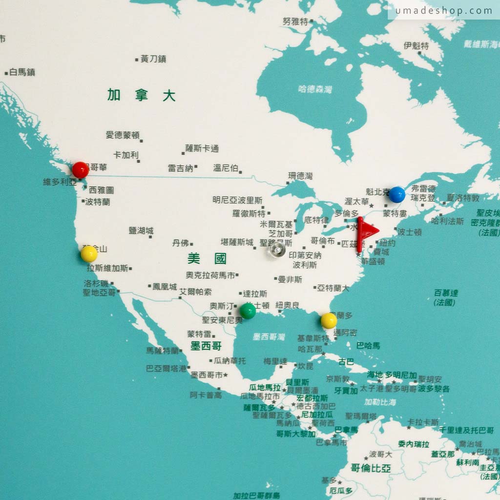 UMap。世界地圖World Map-湖水綠 Lake Green (實木框海報系列)