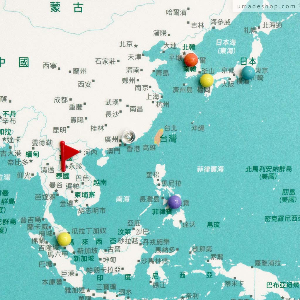 UMap。世界地圖World Map-湖水綠 Lake Green (實木框海報系列)