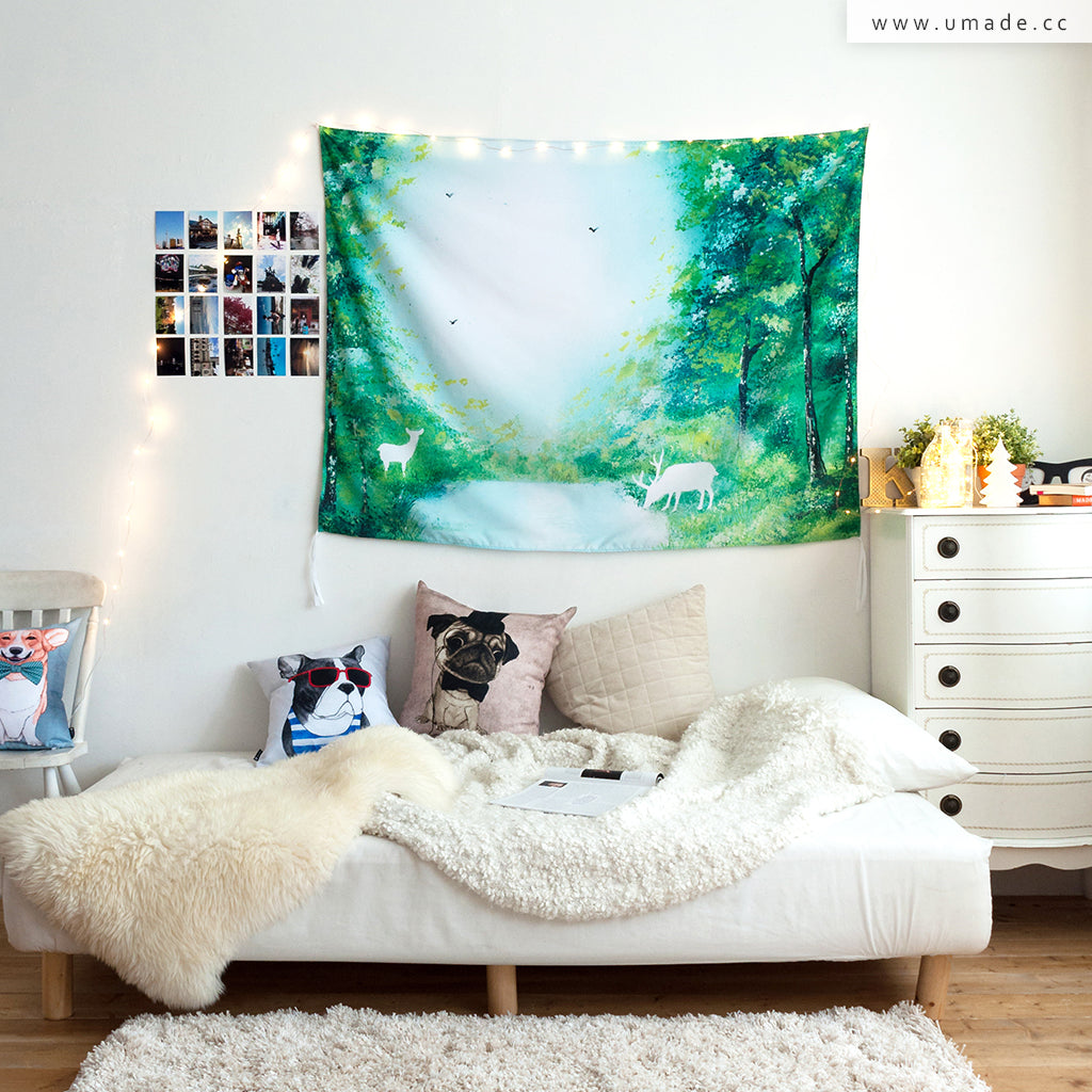 【藝術壁幔Wall Tapestry】 白鹿森林