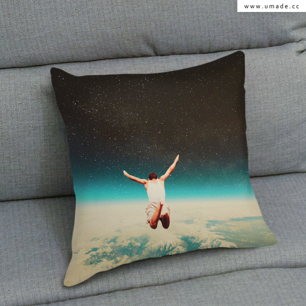 UMade Artist Throw Pillow-藝術家創作抱枕- Falling With A Hidden Smile- Frank Moth