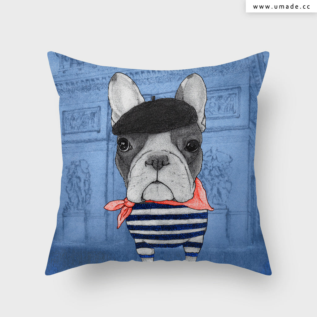 ★抱枕 午休枕 車枕★ French Bulldog With Arc de Triomphe (v2) - Barruf