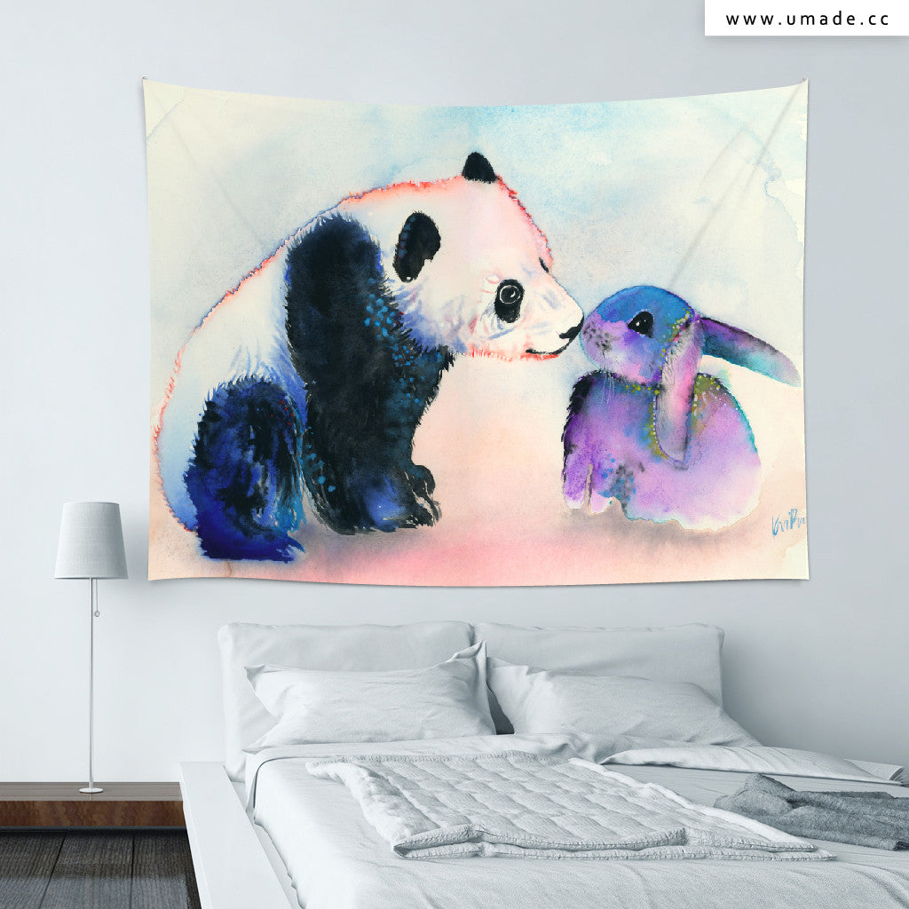 ★壁幔Wall Tapestry★ Panda & Bunny Love-Krista Bros