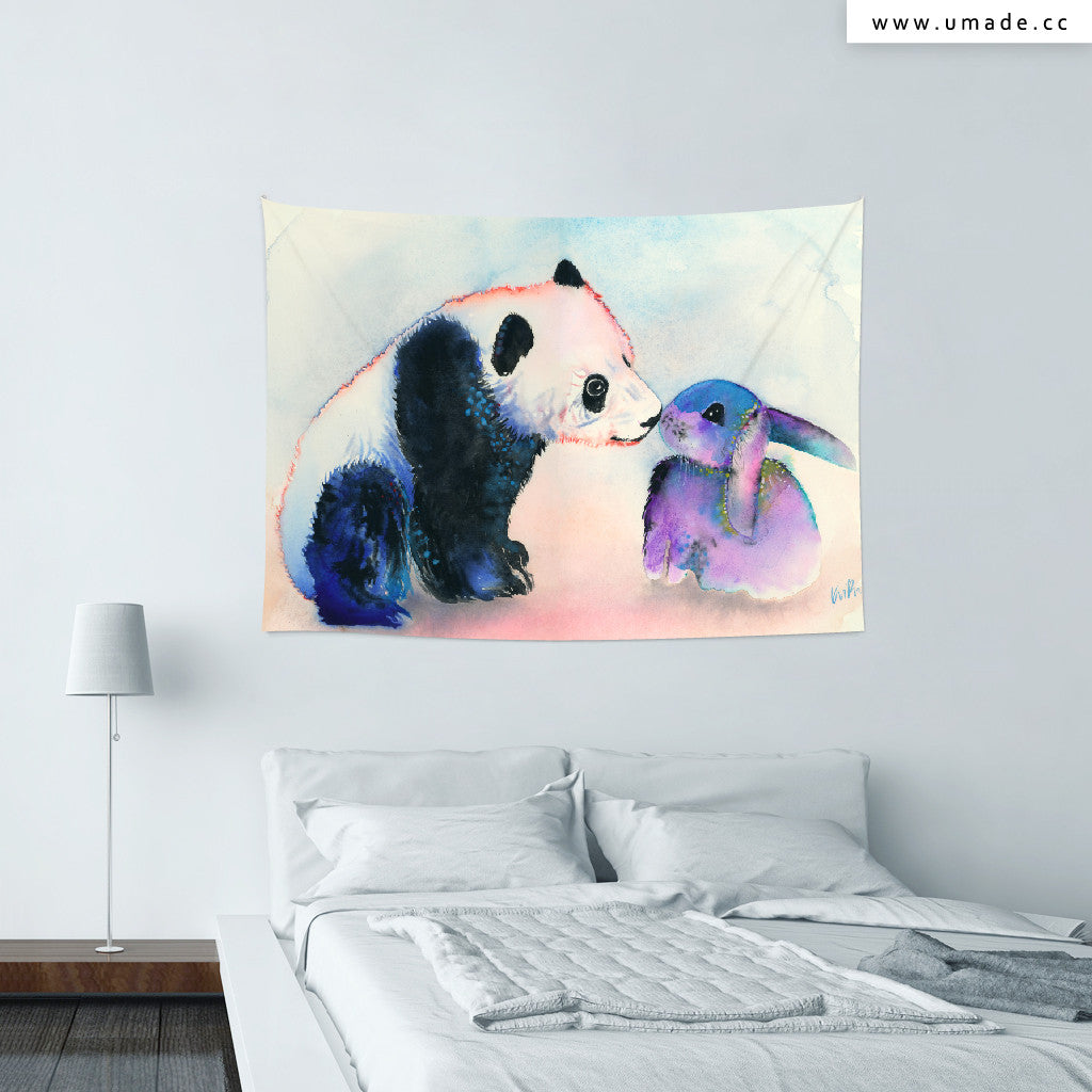 ★壁幔Wall Tapestry★ Panda & Bunny Love-Krista Bros