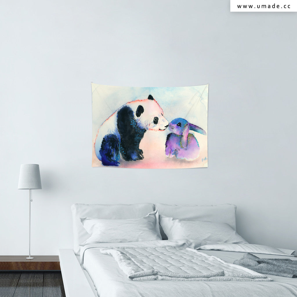 ★壁幔Wall Tapestry★ Panda & Bunny Love-Krista Bros