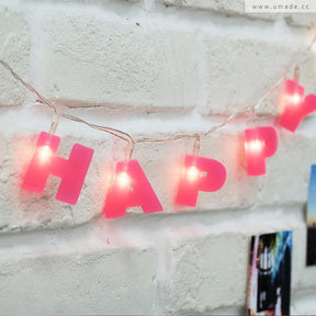 umade-HAPPY-BIRTHDAY字母組合燈串-桃紅色-跨年派對佈置靈感，HAPPY NEW YEAR