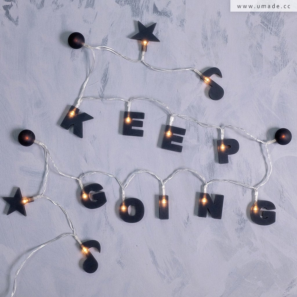 umade-KEEP-GOING字母組合燈串-黑色-自我鼓勵小物,房間質感up up