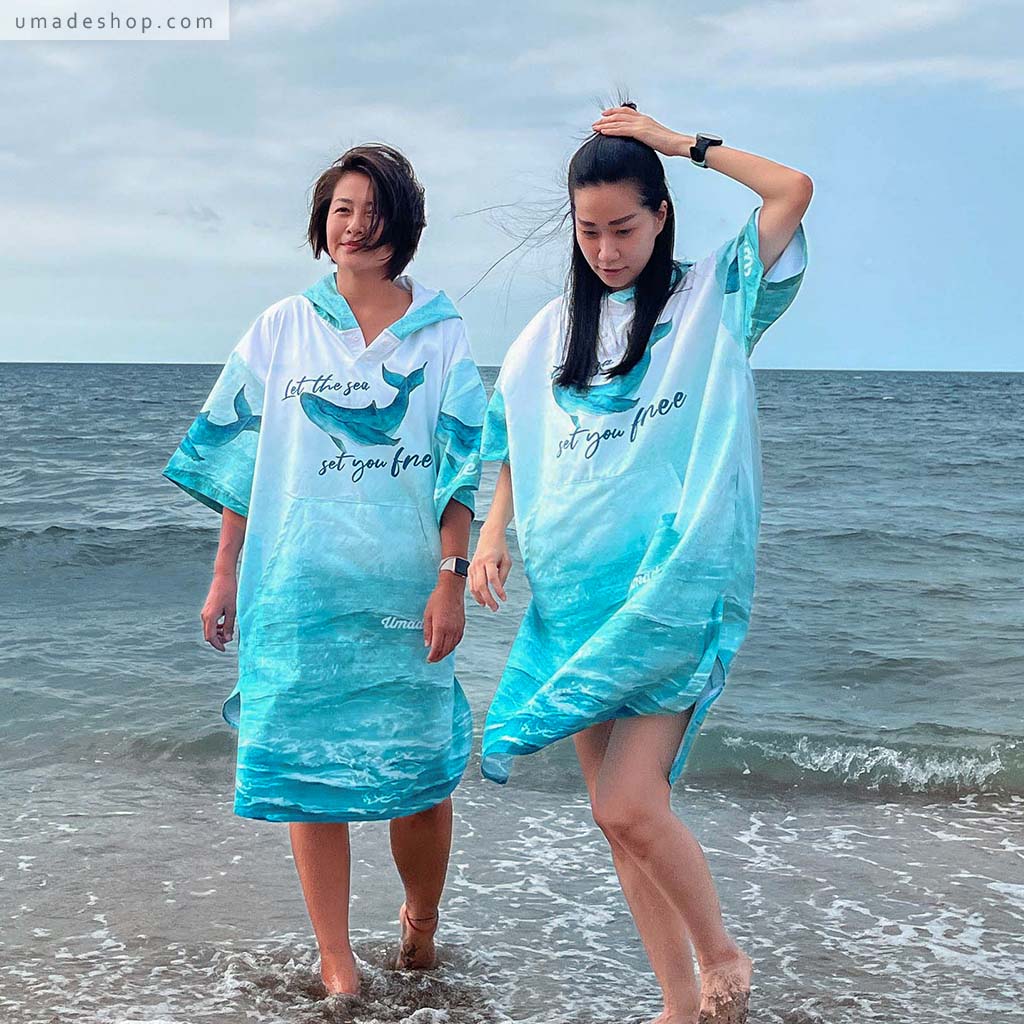 umade-萬用快乾毛巾衣/浴巾衣/海灘巾-幸運鯨魚尾-非常律師禹英禑鯨魚款,熱愛水上活動的人必備的快乾毛巾衣,超快乾特性,保暖又防風