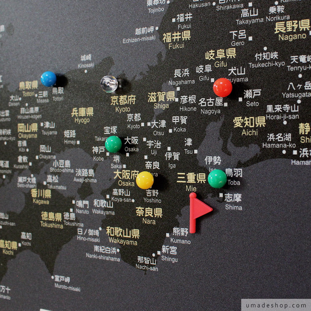 umade-umap-訂製日本地圖(實木框海報)-夜幕黑色-日本奈良東大寺,把熱門景點紀錄起來