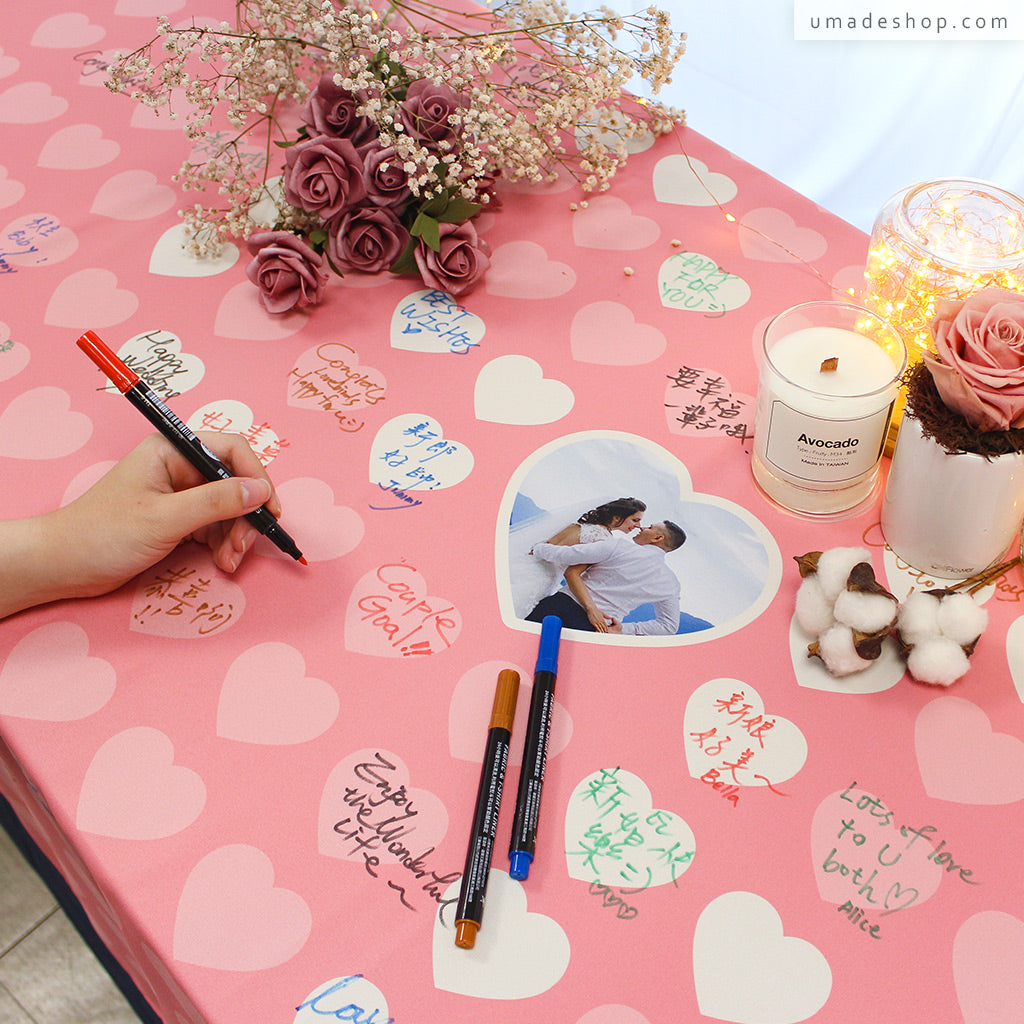 umade-umap-訂製世界地圖簽名綢(壁幔/布)-珊瑚粉色-用美美的結婚照訂製專屬你們的賓客簽到布幔