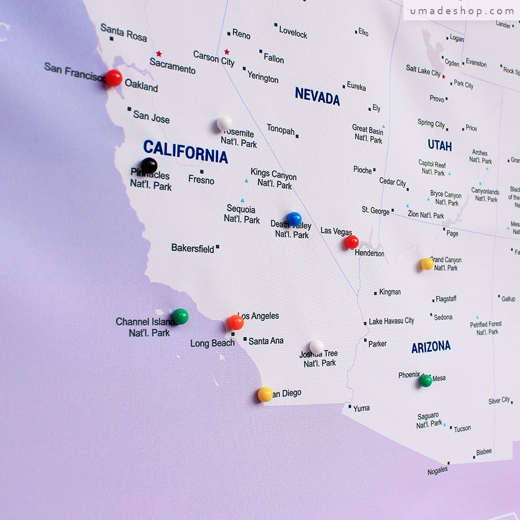 umade-umap-訂製美國地圖(壁幔/布)-輕柔粉色-紀錄世界旅行足跡，寫下滿滿旅行回憶，還能在地圖上規劃新的美國旅程