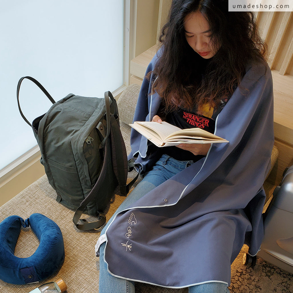 umade-萬用快乾巾/旅行浴巾/運動毛巾-訂製你的運動日常 -灰銀藍色-夏天去海邊玩水可以當沙灘巾或物理防曬使用,冬天在室內可以當保暖小被被