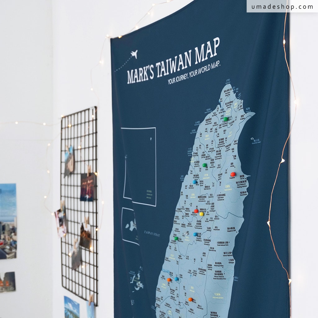umade-umap-訂製台灣地圖(壁幔/布)-峰礦藍色-知名地標台北101,台灣人必去景點之一
