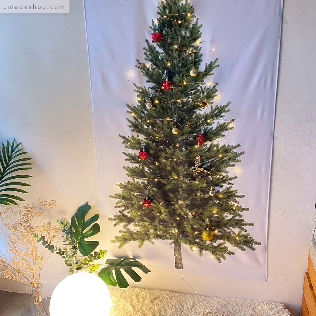 精緻聖誕樹掛布＋星空絲線佈置燈串(銅線燈)10公尺
