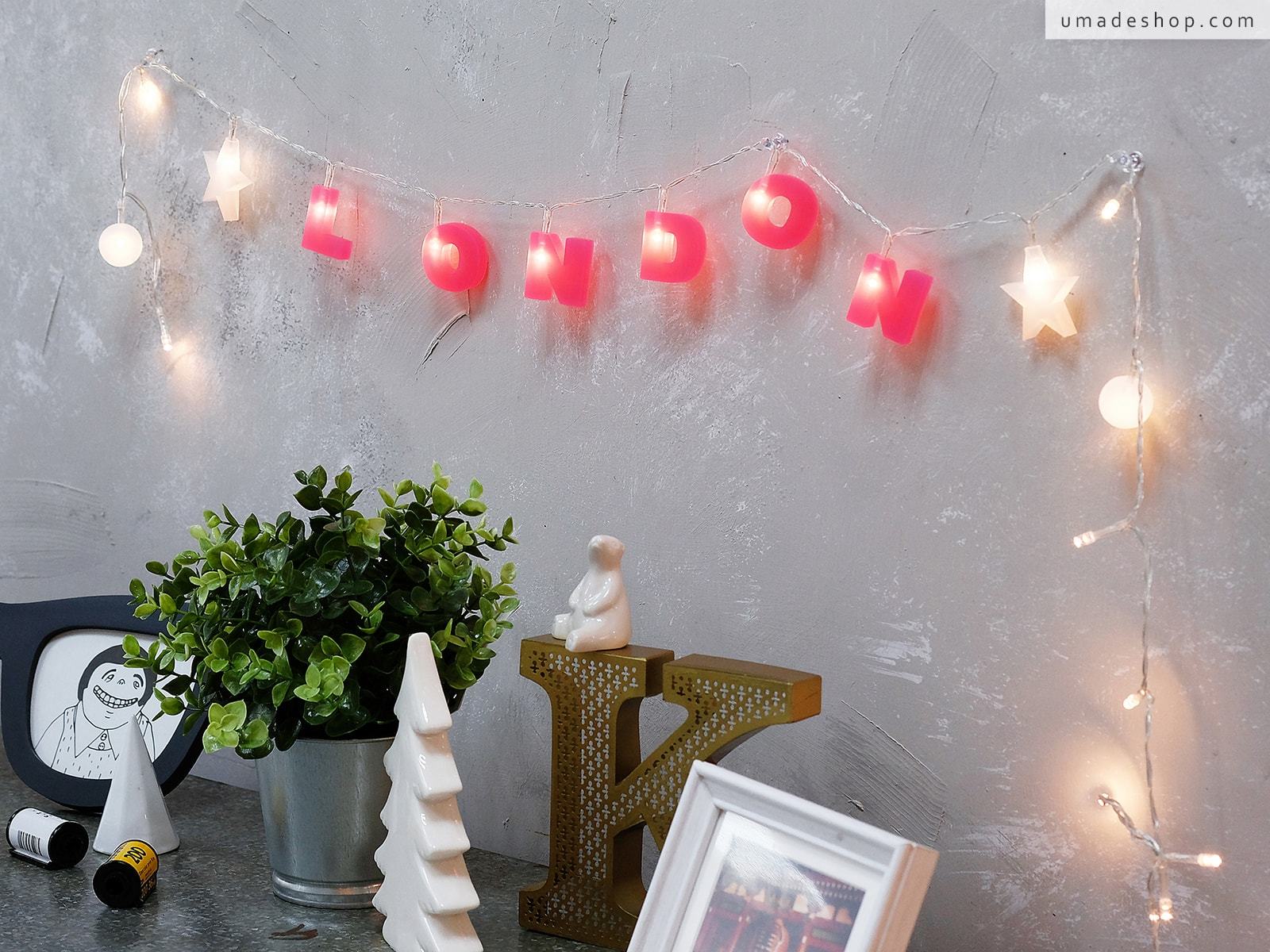 umade-字母組合燈串-粉紅甜美牆面佈置風格