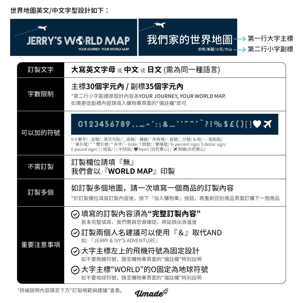 umade-umap-訂製世界地圖(實木框海報)-世界地圖詳細訂製規範與建議