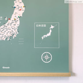 莉莉嗯-團購優惠88折｜日本地圖Japan Map-迷霧綠 (實木框海報系列)