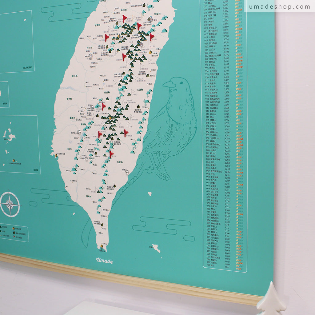 umade-umap-訂製台灣百岳地圖(實木框海報)-湖水綠色-南湖大山爬山路線，沿途風景超美