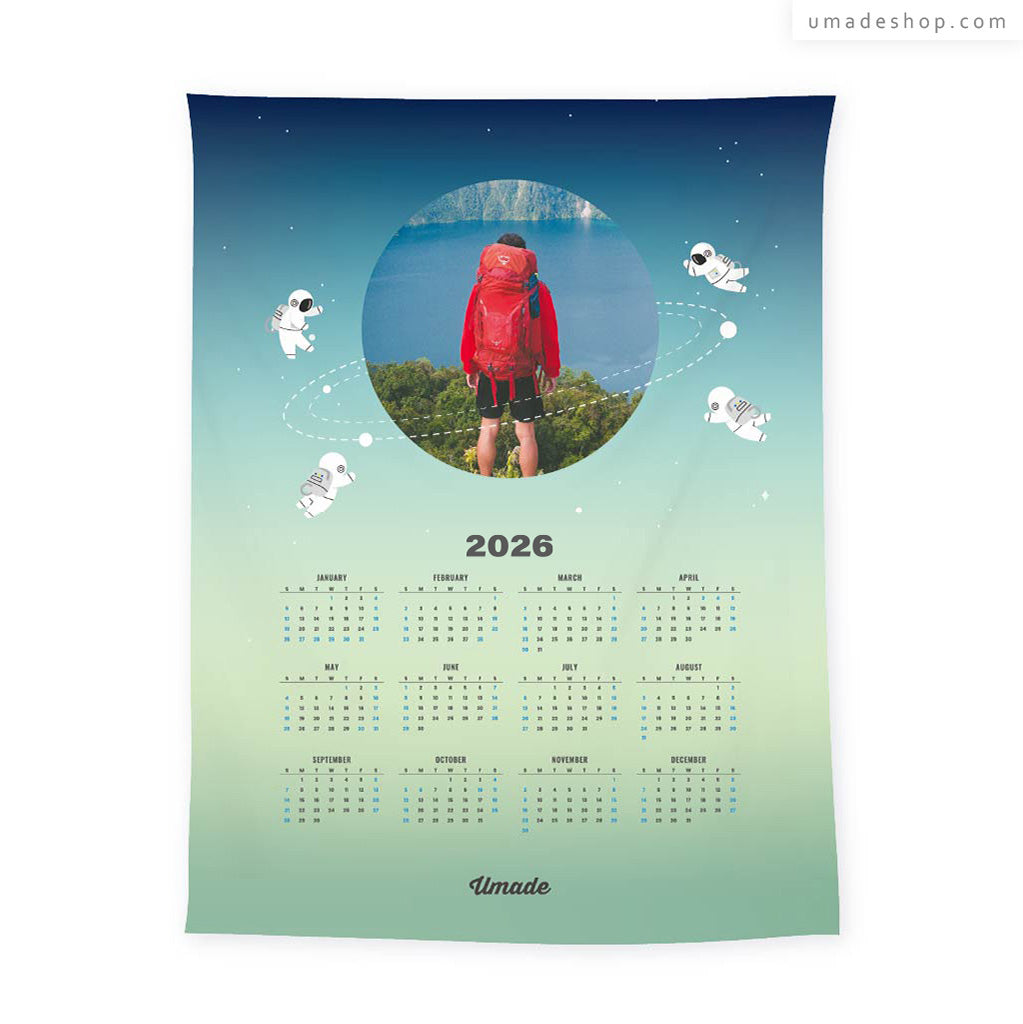 【2026訂製年曆壁幔】星球照片款 (全家福/情侶/小孩照/企業Logo-5色)