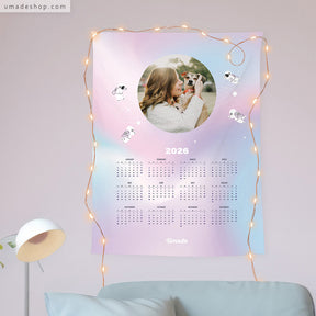 【2026訂製年曆壁幔】星球照片款 (全家福/情侶/小孩照/企業Logo-5色)