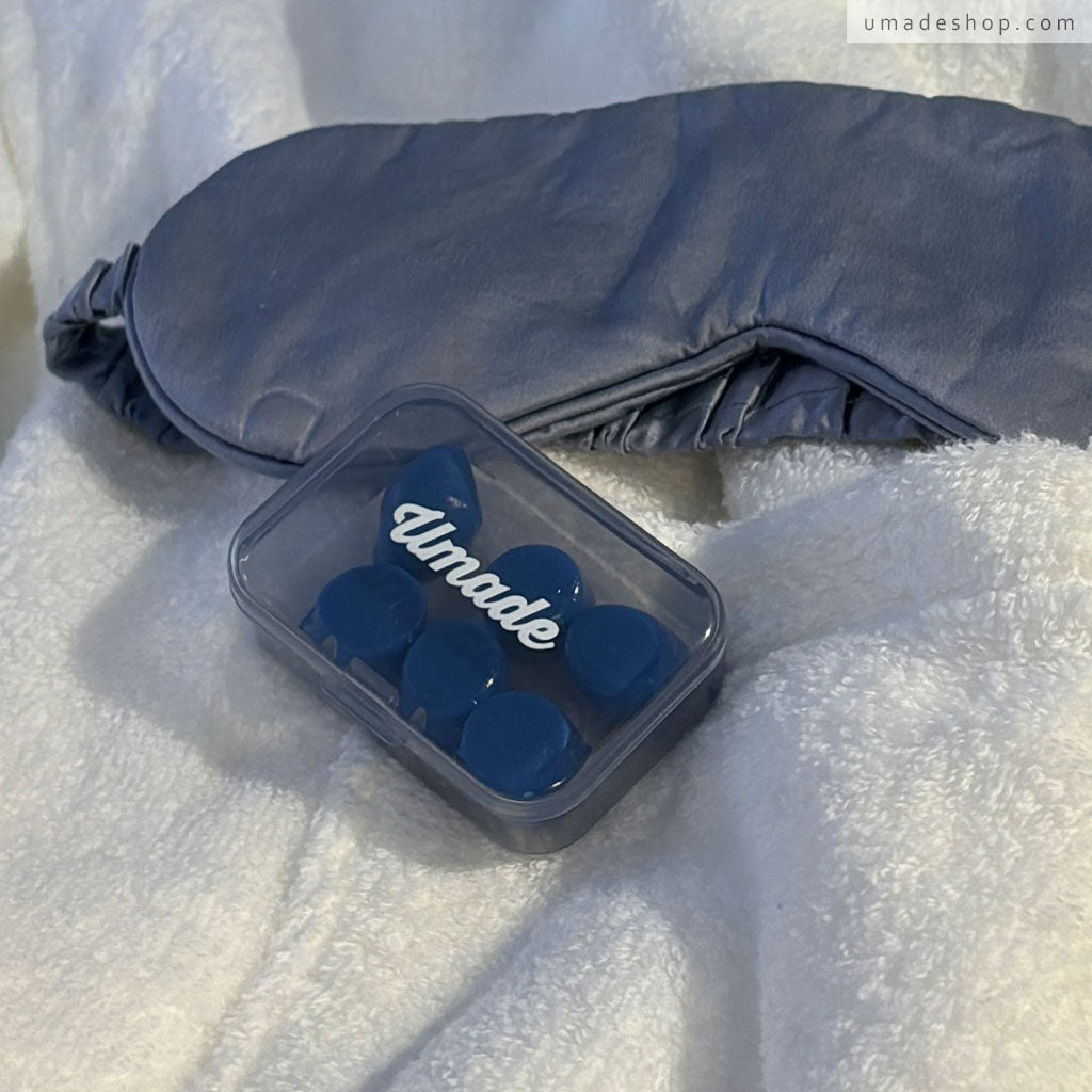 Umade可塑型耳塞與專屬收納盒展示，幫助提升睡眠品質，方便收納並保持乾淨衛生。
