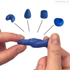 Umade可塑型耳塞可任意搓揉塑形示意圖，柔軟材質可依個人耳型調整形狀。