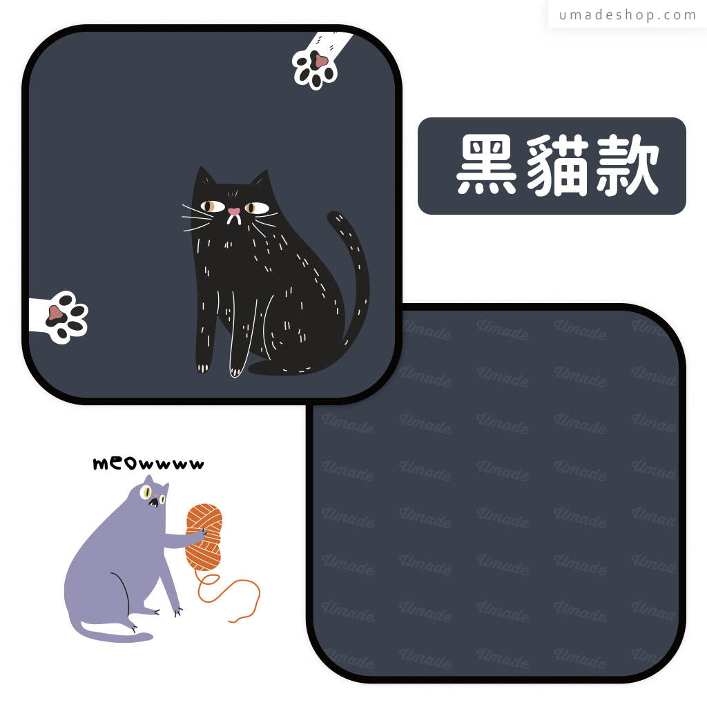喵的~擦一下快乾擦手巾組，黑貓款圖樣正反面設計