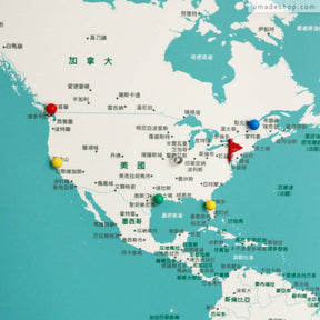 UMap。世界地圖World Map-湖水綠 Lake Green (實木框海報系列)