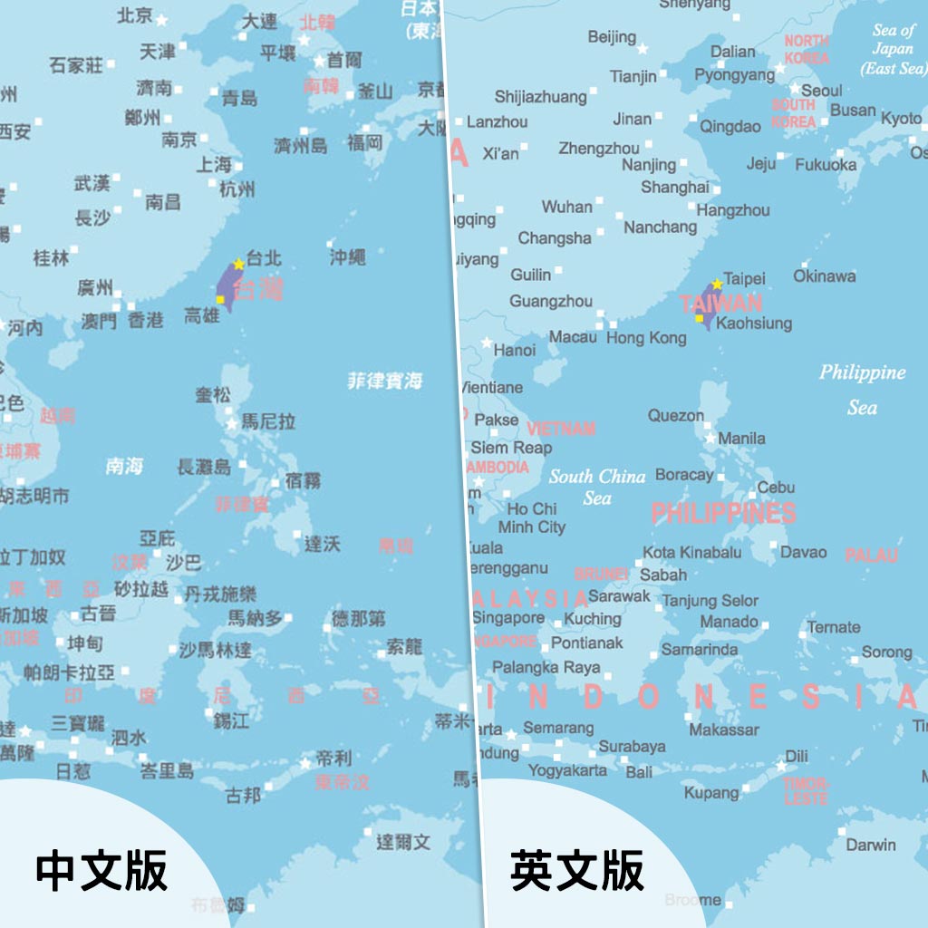 UMap。世界地圖World Map-寶寶藍 Baby Blue (壁幔/布系列)