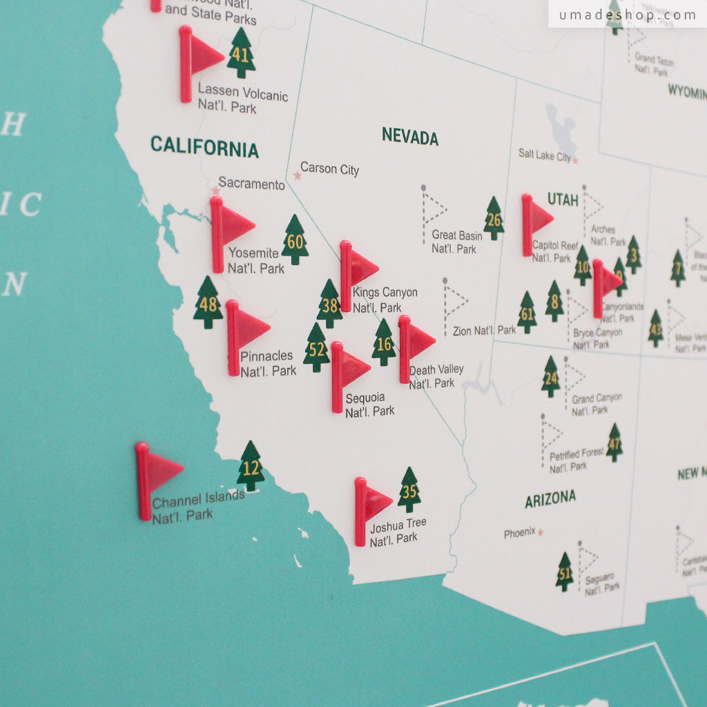 UMade訂製地圖專用 插旗地標磁鐵扣 陪你征服美國62個國家公園