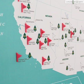 UMade訂製地圖專用 插旗地標磁鐵扣 陪你征服美國62個國家公園