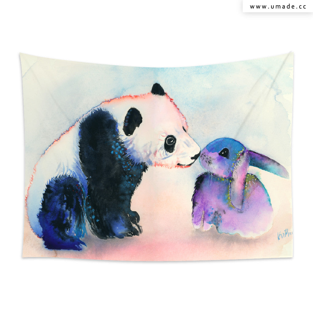 ★壁幔Wall Tapestry★ Panda & Bunny Love-Krista Bros