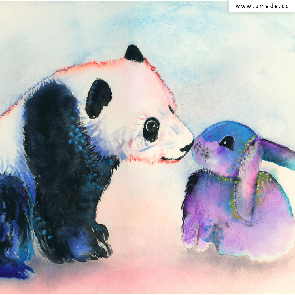 ★壁幔Wall Tapestry★ Panda & Bunny Love-Krista Bros