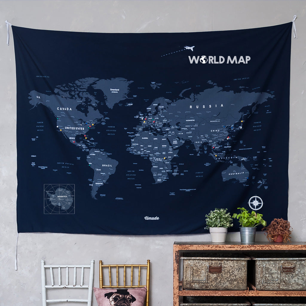 【快速出貨。無訂製內容】世界地圖World Map (壁幔/布系列)