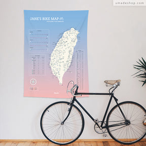 umade-umap-訂製台灣單車地圖(壁幔/布)-石英粉色-甜美單車女孩必備裝飾品