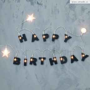 umade-HAPPY-BIRTHDAY字母組合燈串-黑色-個性生日慶生派對佈置