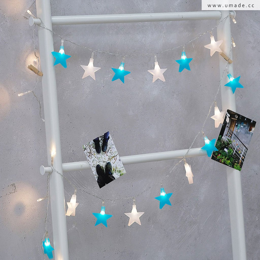 umade-Stars-字母組合燈串-土耳其藍色-白色-加入燈飾元素增添居家溫馨氛圍