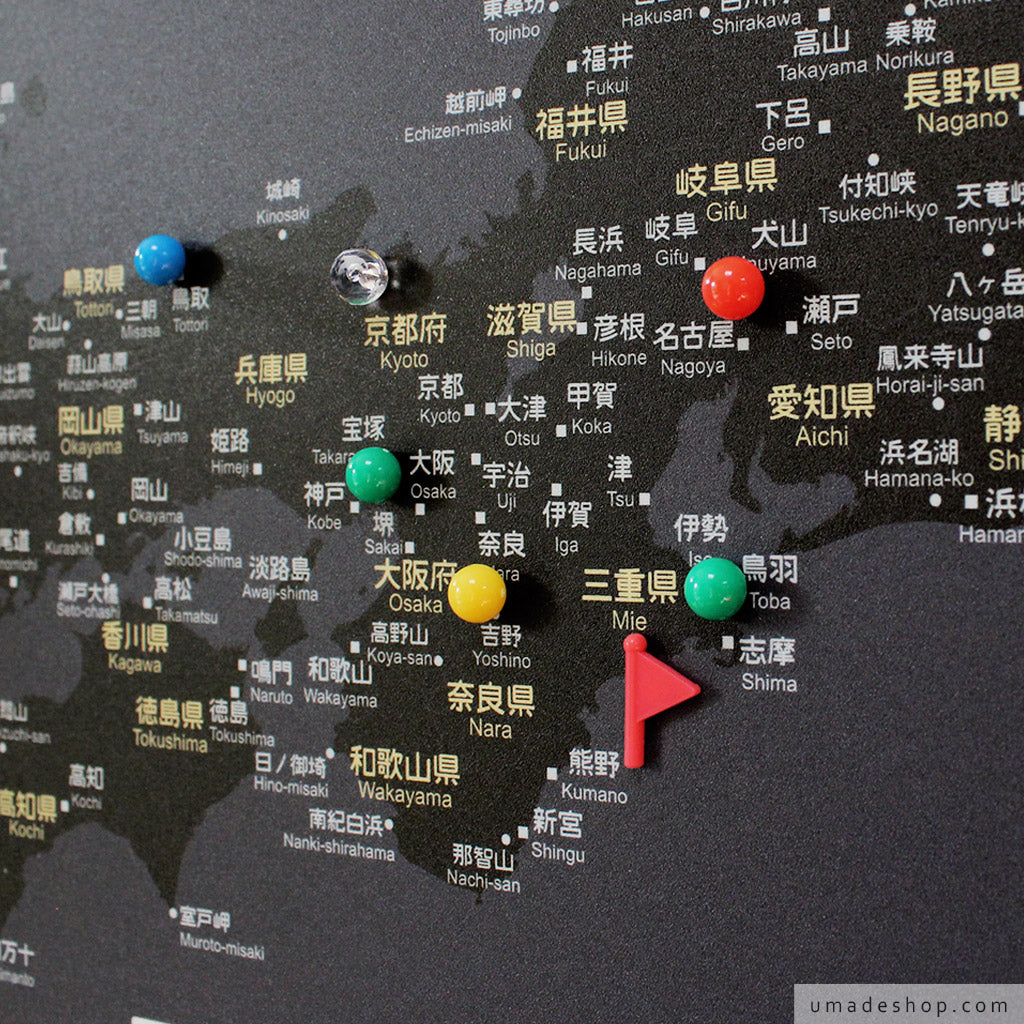 umade-umap-訂製日本地圖(實木框海報)-夜幕黑色-日本奈良東大寺，把熱門景點紀錄起來