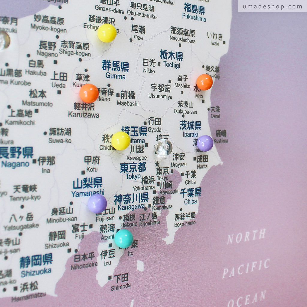 umade-umap-訂製日本地圖(實木框海報)-櫻花粉色-日本神奈川景點，安排全家人的日本之旅