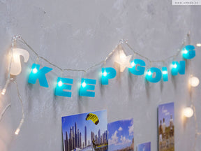 umade-KEEP-GOING字母組合燈串-土耳其藍色-小房間INS風質感佈置
