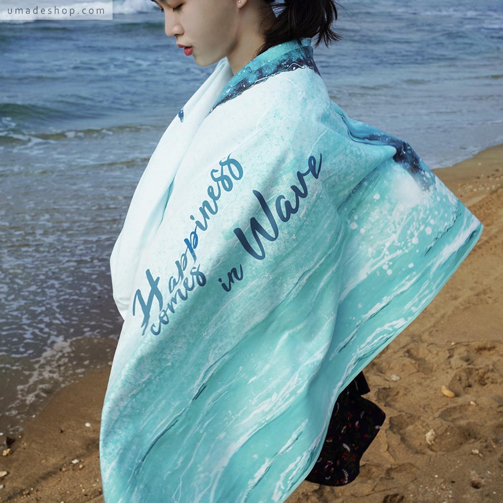 umade-萬用快乾巾/旅行浴巾/運動毛巾-海洋系列-幸運鯨魚尾-吸水浴巾、遮陽皆可