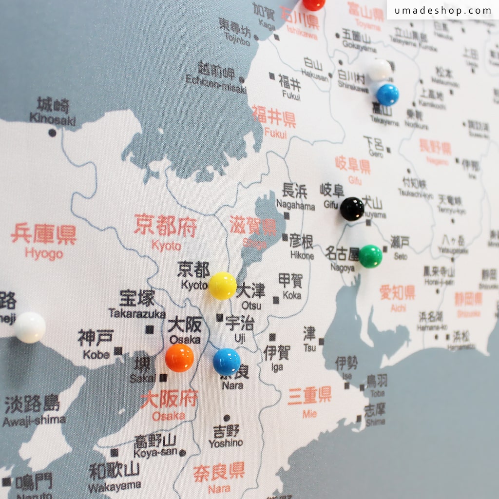 umade-umap-訂製日本地圖(壁幔/布)-月白灰色-記錄日本二條城、龍安寺的櫻花之旅