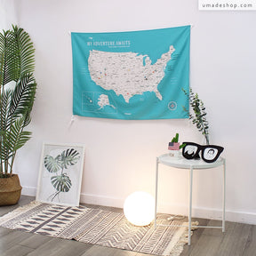 umade-umap-美訂製美國地圖(壁幔/布)-湖水綠色-在家也能打造專屬於你的儀式感小角落，整個世界都被收進旅行控的家裡