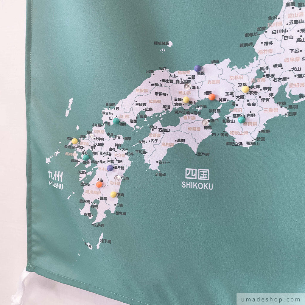 UMap。日本地圖 Japan Map-莫蘭迪-迷霧綠 Bluish Green (壁幔/布系列)