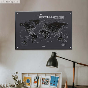 umade-umap-訂製世界地圖(IKEA磁吸系列)-夜幕黑色-簡約風格佈置