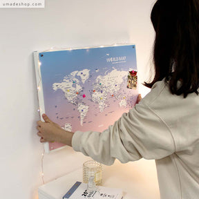 umade-umap-訂製世界地圖(IKEA磁吸系列)-輕柔粉色-與IKEA留言板結合，小而巧的超質感搭配
