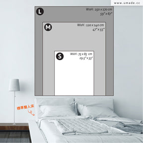 UMade 日本地圖 月白灰Bluish Gray -床頭掛布尺寸示意圖 